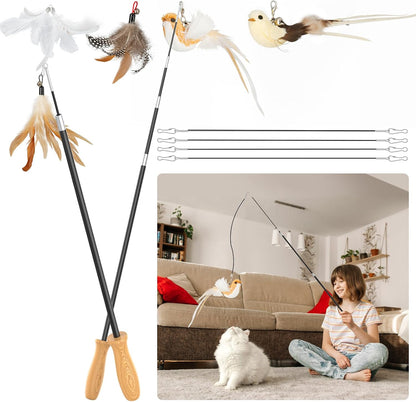 Interactive indoor cat toy set with accessories