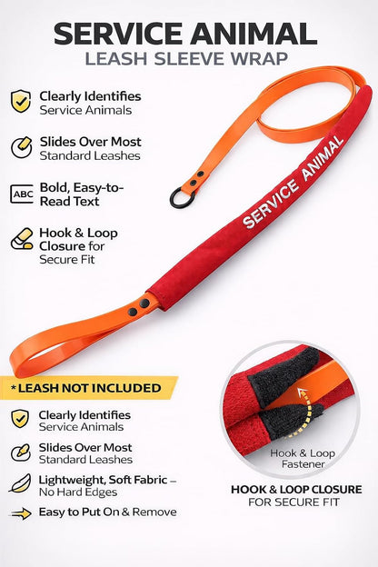 Demonstration of service dog leash sleeve on standard leash