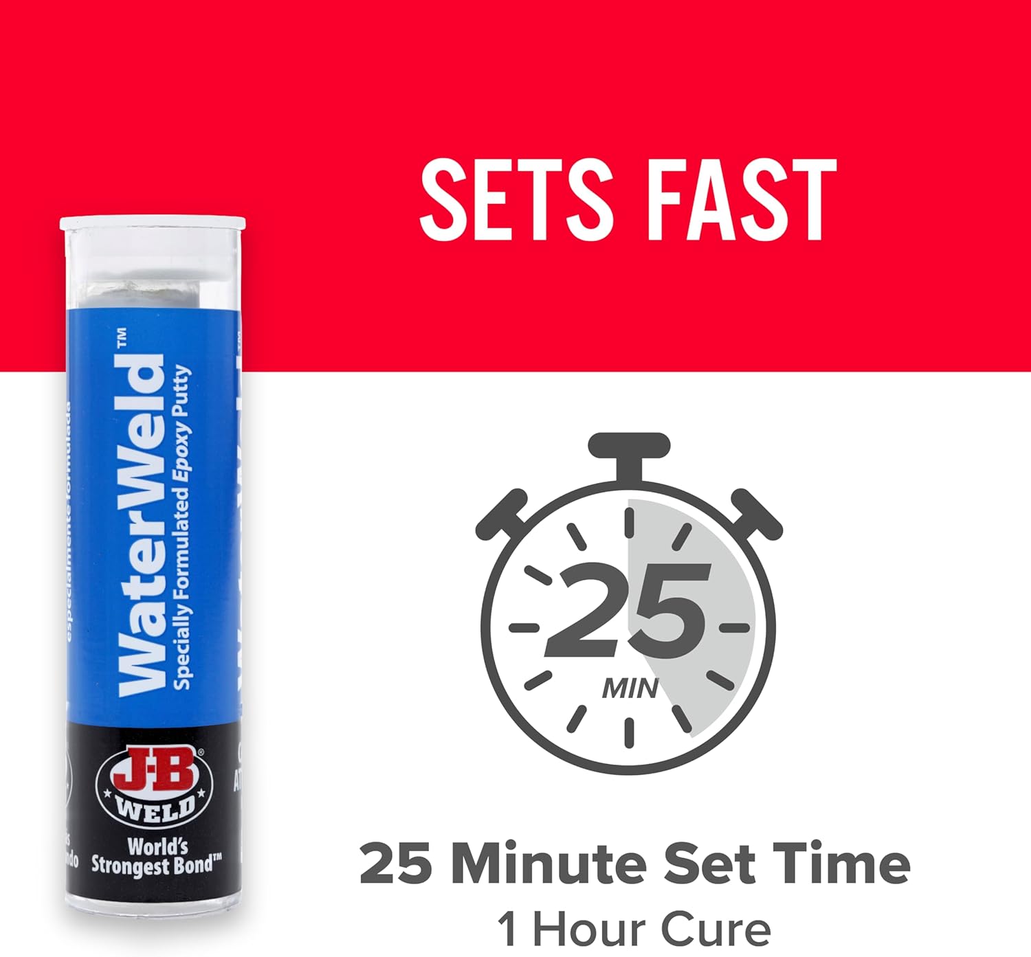 J-B Weld 8277 WaterWeld Epoxy Putty Stick - 2 oz. - Image 2