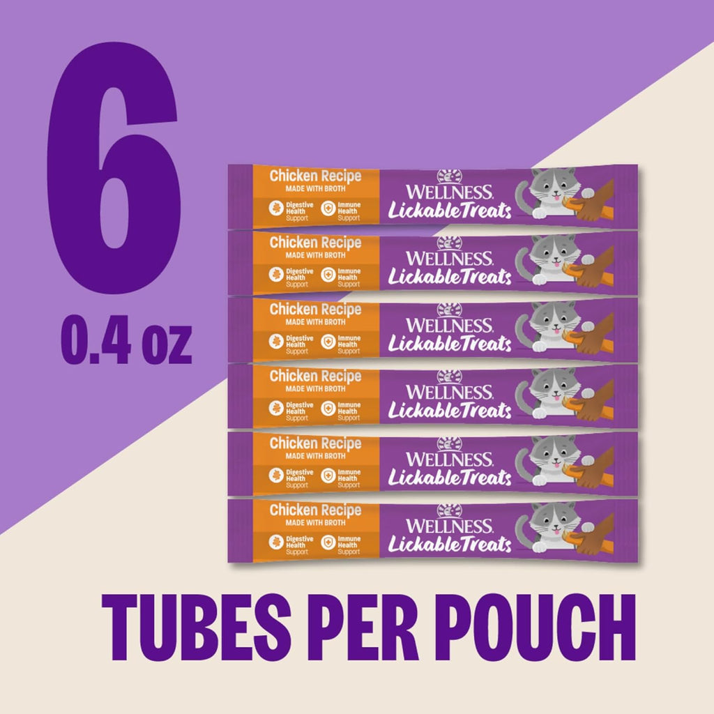 Wellness lickable cat treat tube showing chicken recipe
