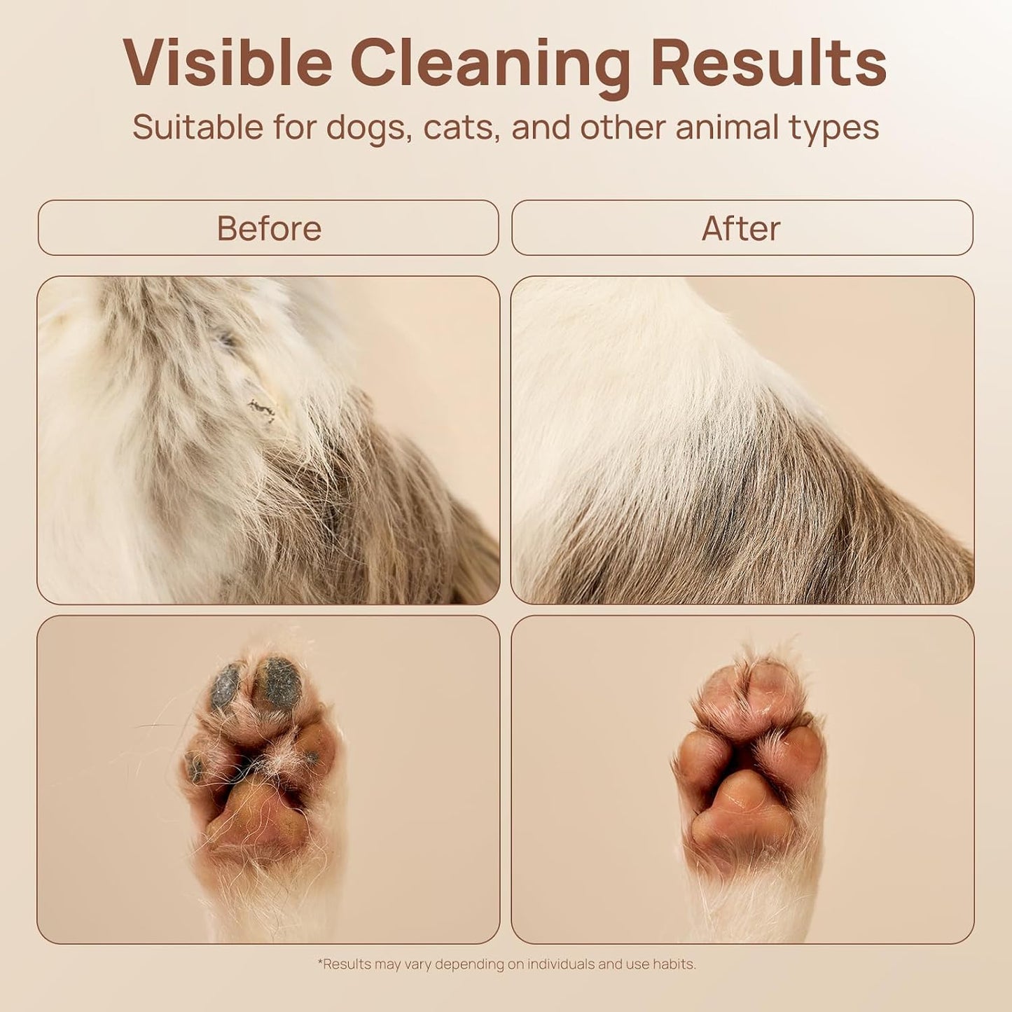 Dual textured hypoallergenic cleaning wipe for cat grooming.