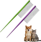 2 Pcs Grooming Pet Comb, 7.2Inch Dog Rat Tail Comb with Rounded Ends Cat Hair Trimmer Combs Knots Mats Loose Hair Removal (Pink), Intended for Small Dog Cat - Image 11