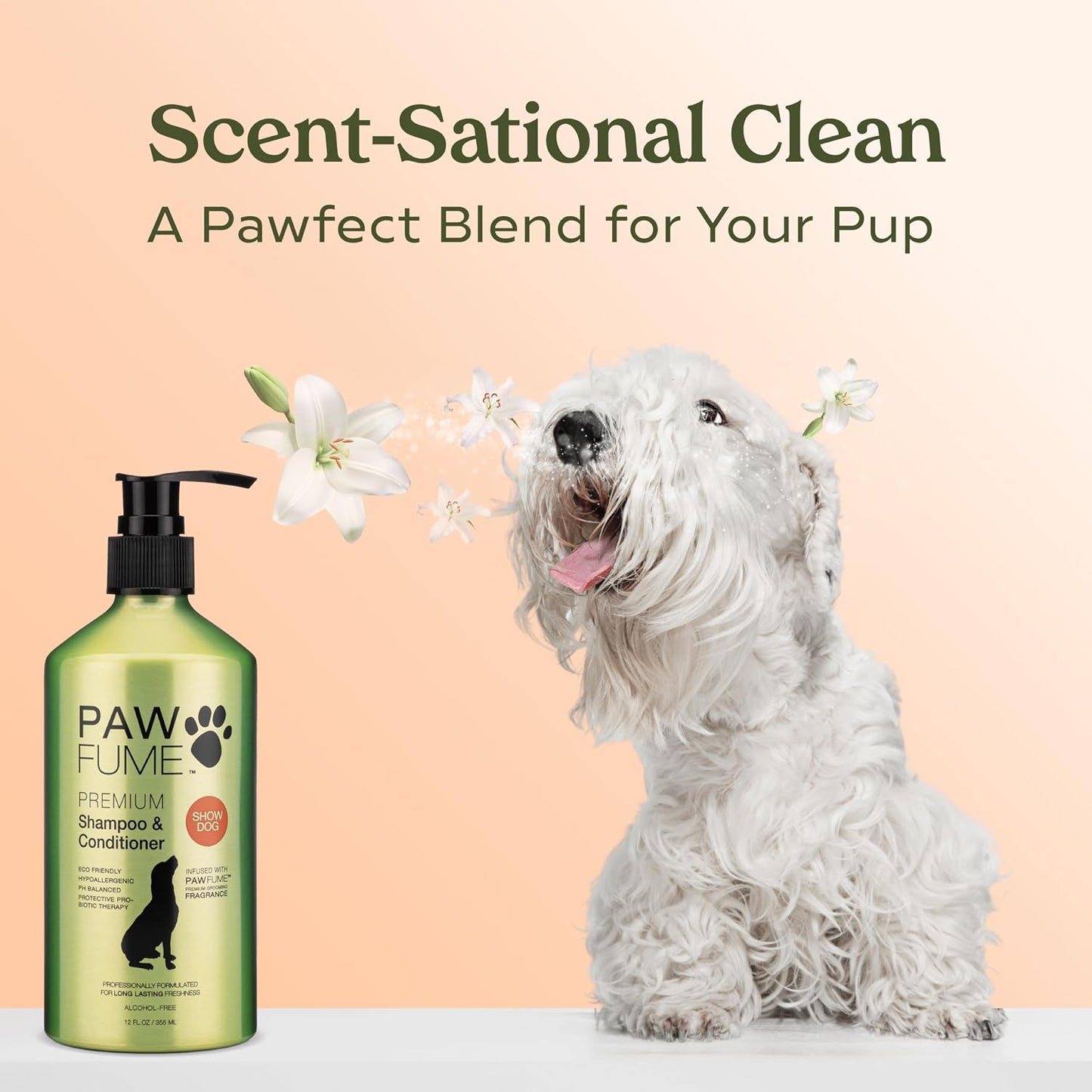 Sulfate and paraben free dog conditioner packaging details for sensitive skin relief