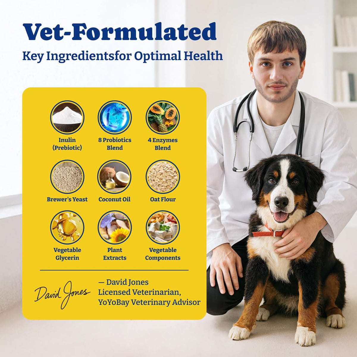 YoYoBay canine immune and skin support supplement bottle label details