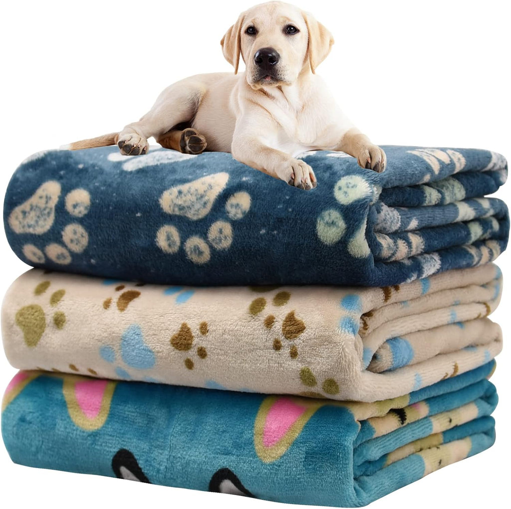 Rezutan 1 Pack 3 Blankets for Dogs, Dog Blanket for Large & Medium Pet Cat, Premium Soft Fluffy Suitable for Dog Kennels & Beds, Sofas, Gifts Puppy Essentials, 41x31inch, Gray/Blue/Beige - Image 15