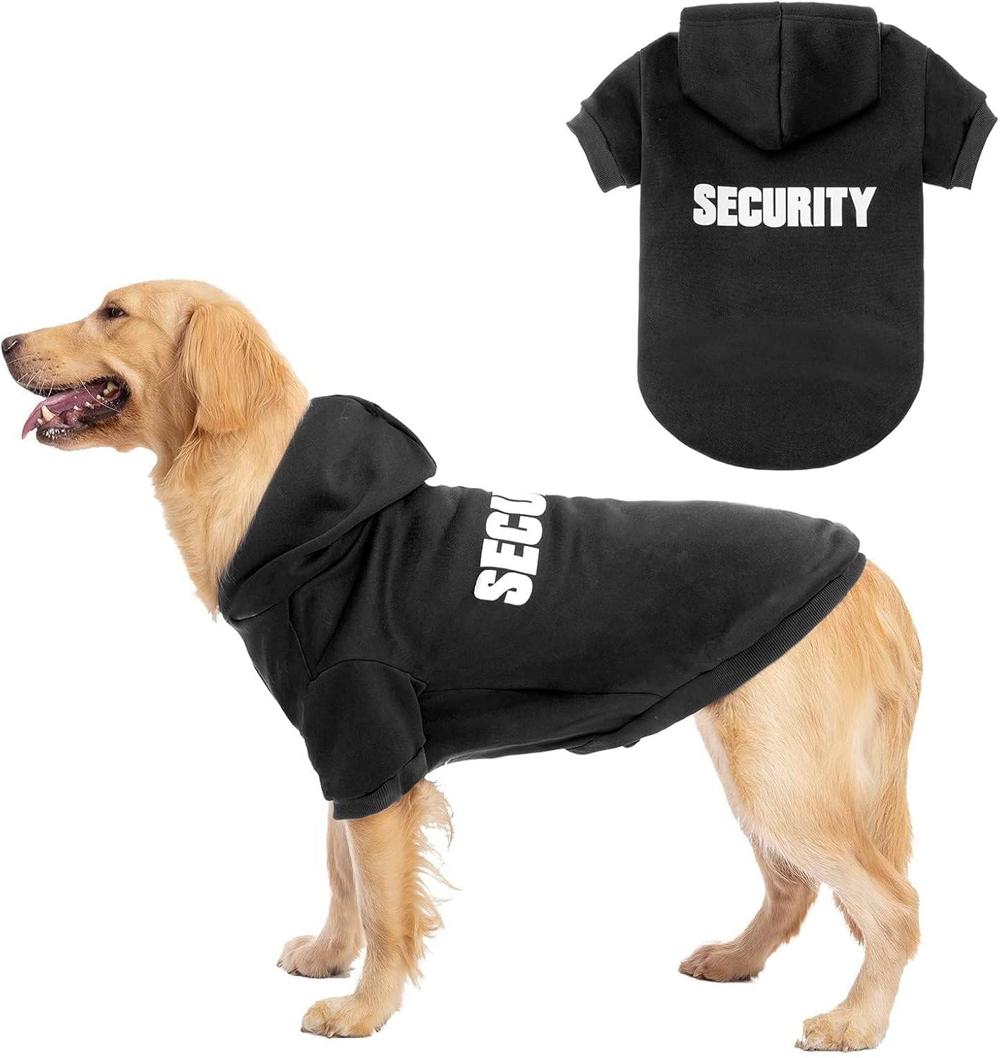 BINGPET security dog hoodie black color front view