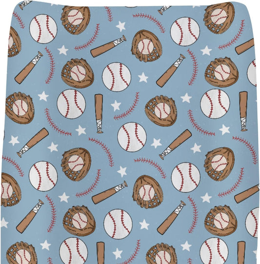 ZoUbqchY blue baseball baby changing pad cover front view