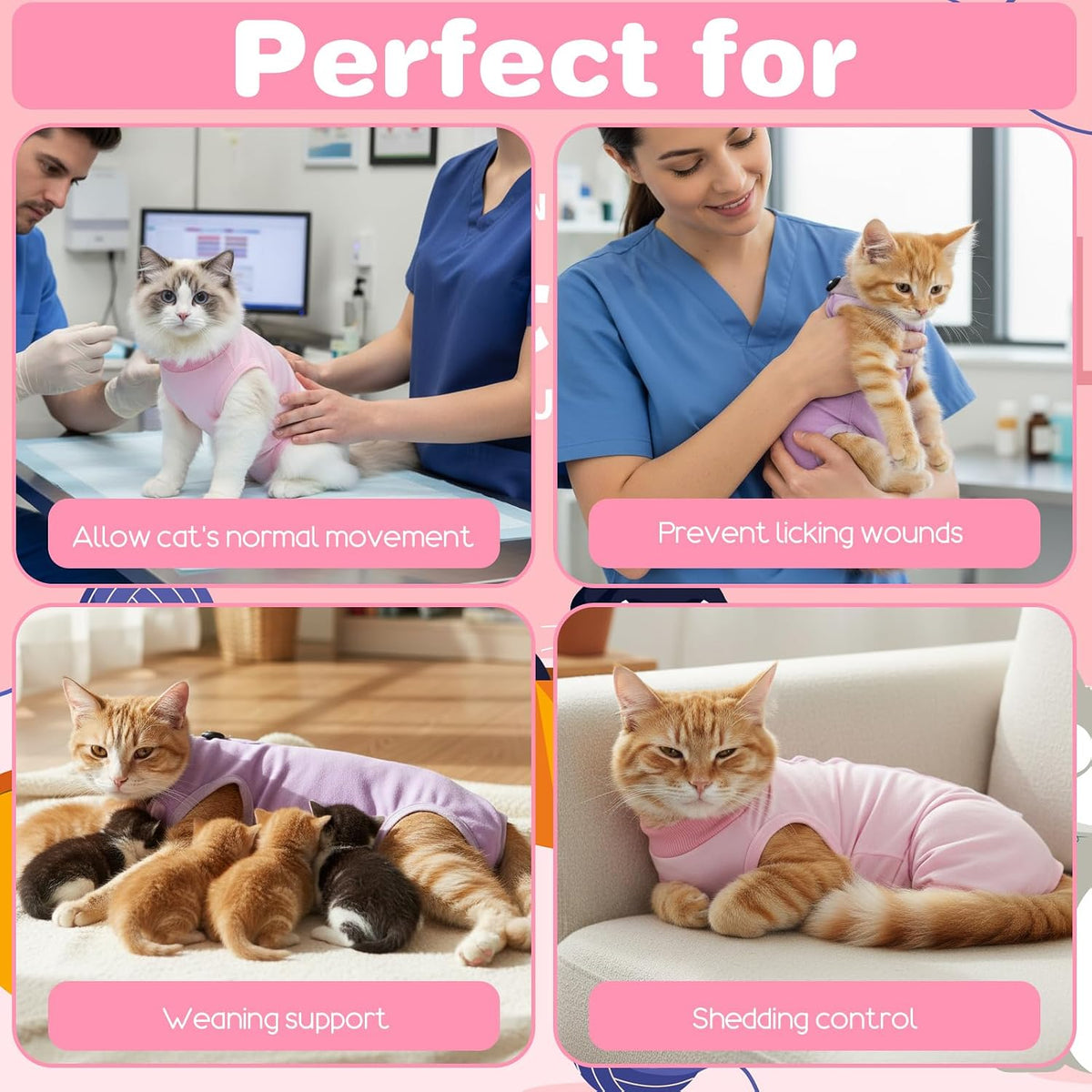 Package contents of Elegaperma 2 pieces cat surgery recovery suit