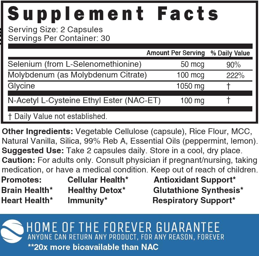 Nutri advanced N-Acetyl Cysteine Ethyl Ester antioxidant supplement with glycine ingredients list