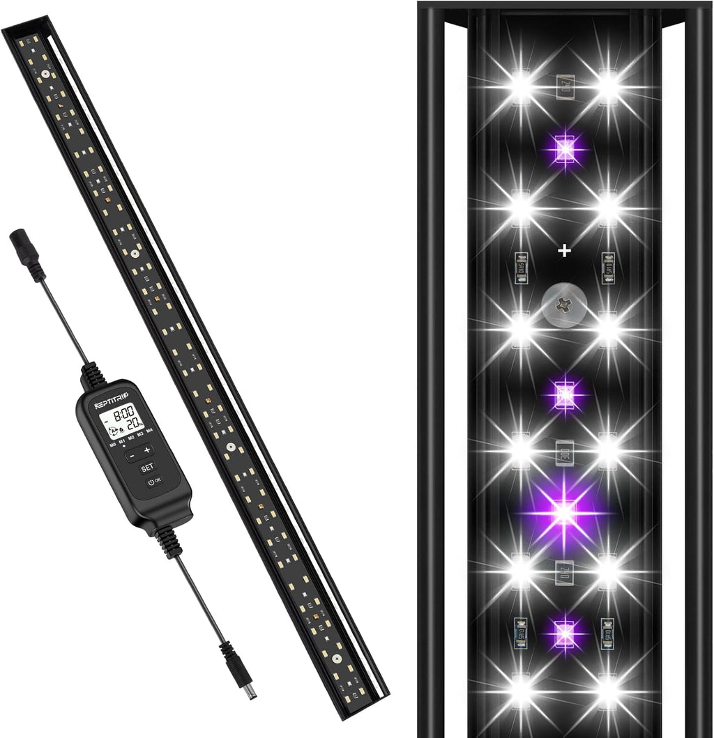 REPTITRIP 16-Inch LED UVB Reptile Light with Auto On/Off & Preset Day-Night Cycle Dimming, 4 UVI Modes Fixture Controller, 14W Aluminum UVA UVB Lamp for Bearded Dragons, Turtles & Snakes, 6500K - Image 12