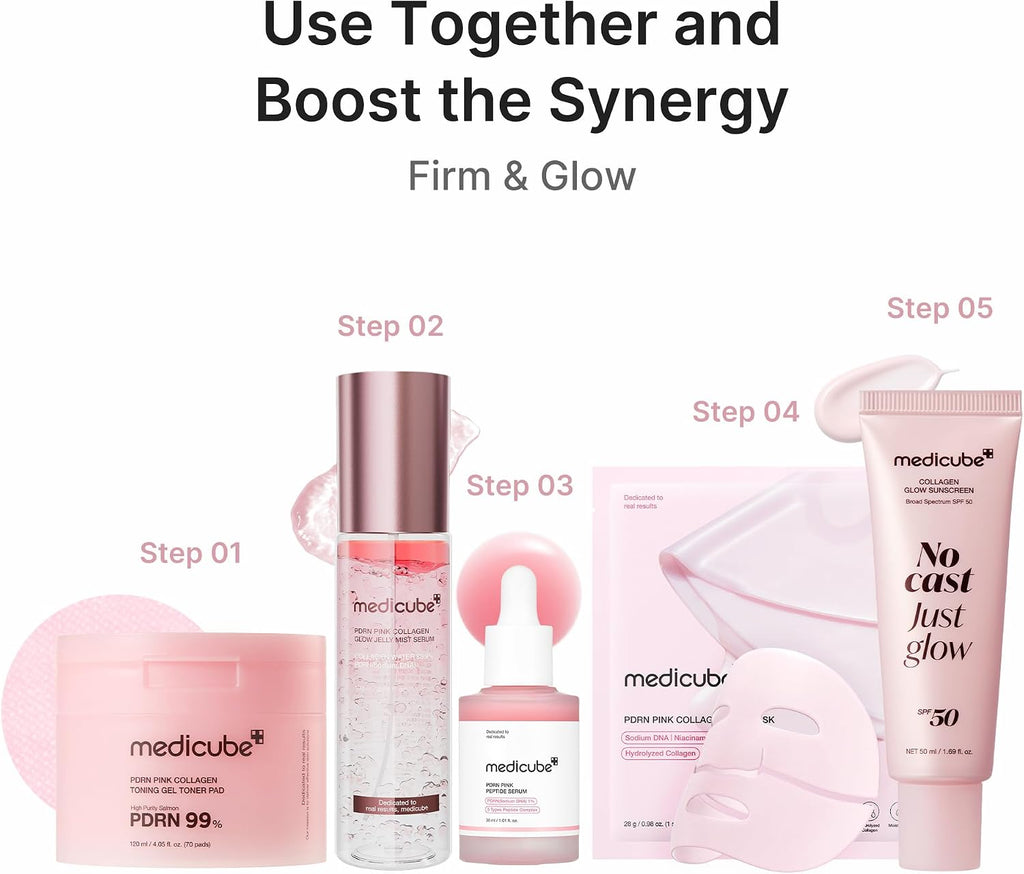 Model wearing Medicube Pink Jelly Mask overnight