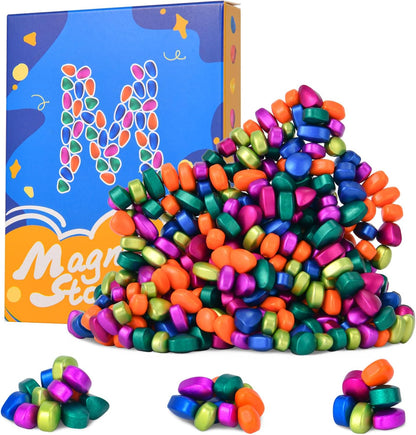 Aukit LCVUUK 550 pieces weak magnetic stones desk fidget toy front view showcasing vibrant multicoloured ferrite pebbles