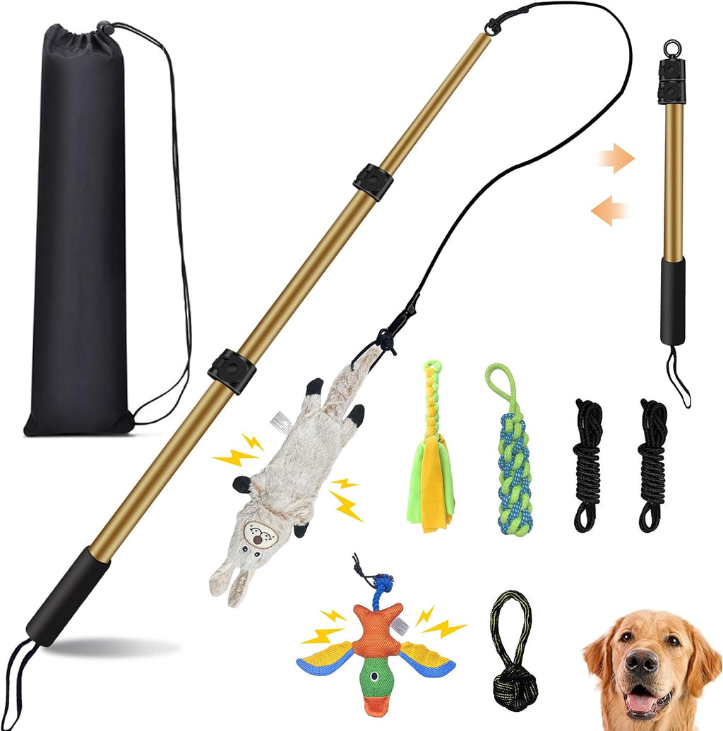 Flirt Pole for Dogs, Interactive Dog Toys Extendable Teaser Wand with Lure Chewing Toy, Chase and Tug of War for Small Medium Large Dogs Training Playing Exercise - Image 10