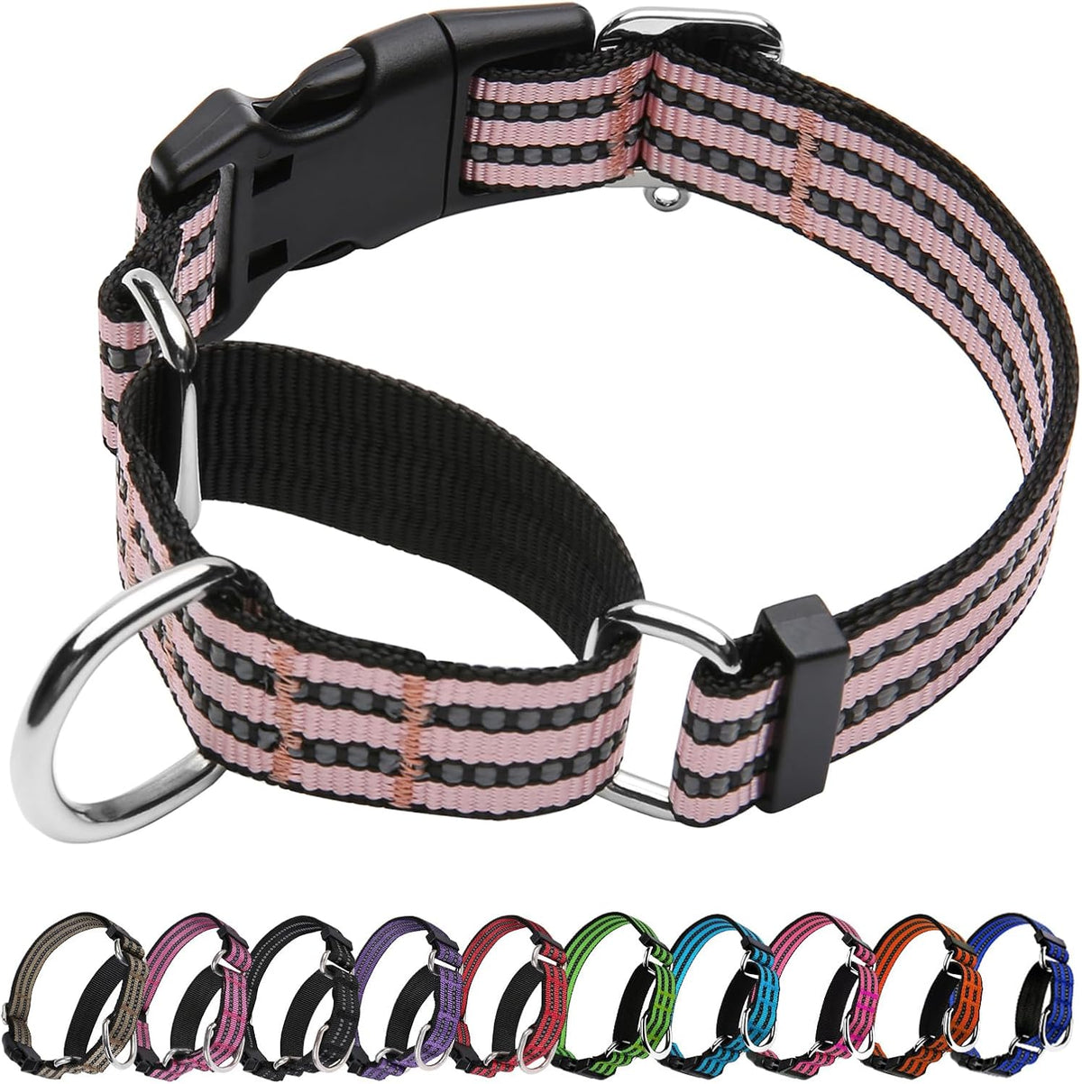 Martingale Dog Collar, Adjustable Nylon Reflective Collar with Quick Release Buckle, No Pull Dog Training Collars for Small Medium Large Dogs (Forest Green, Medium) - Image 13