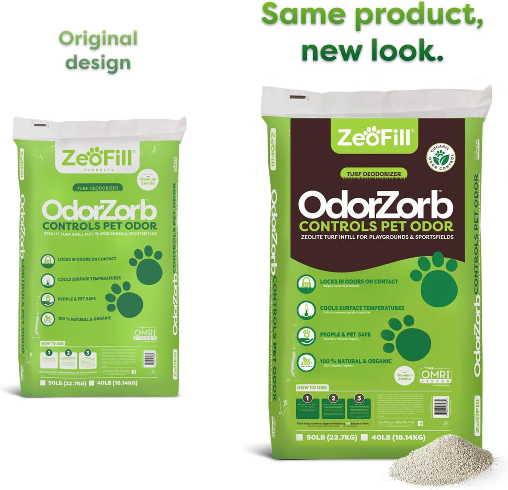 Zeofill natural zeolite granules used for pet odor control on synthetic grass