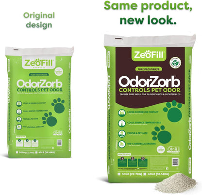 Zeofill natural zeolite granules used for pet odor control on synthetic grass