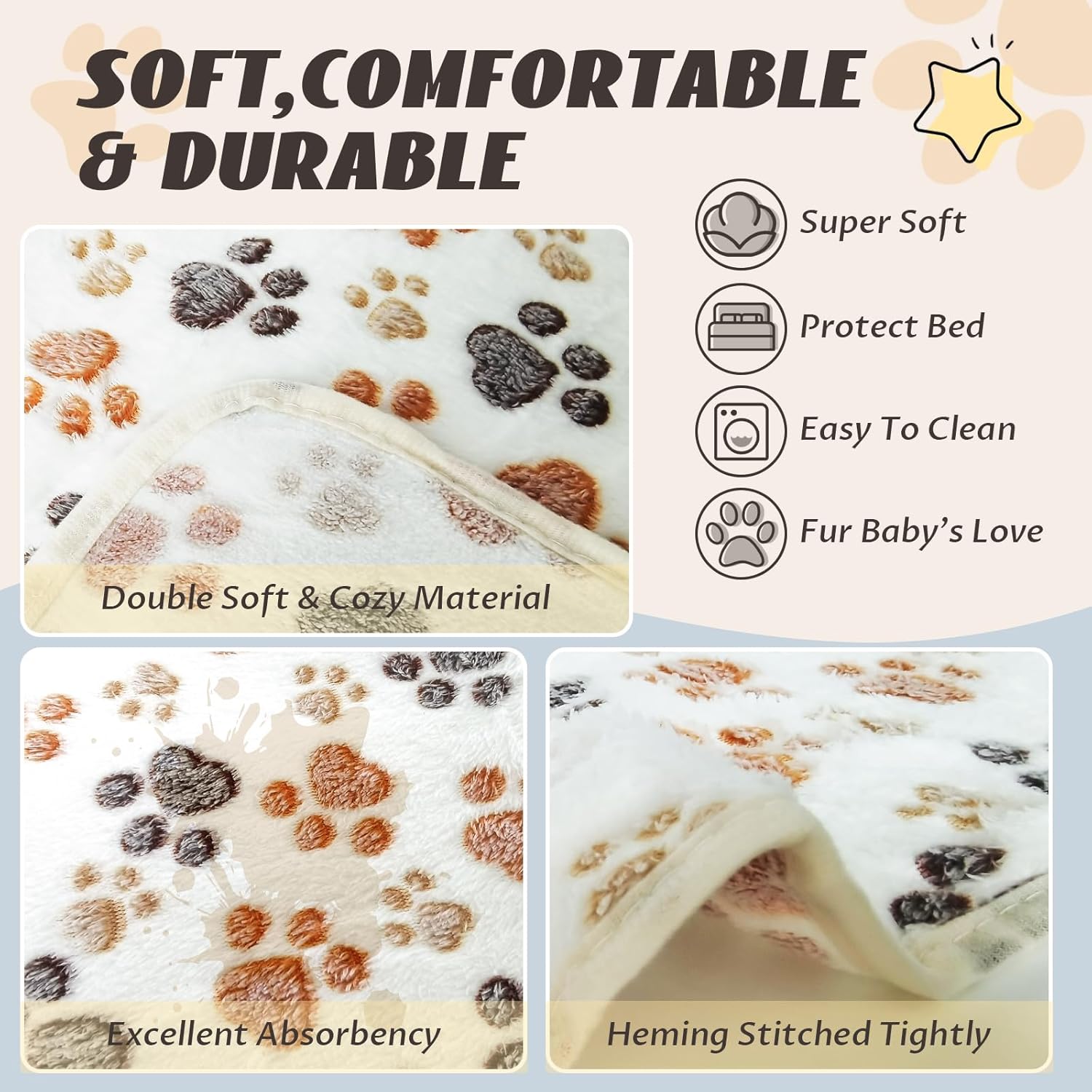 Set of 6 reusable pet blankets in various colors