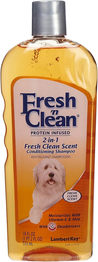 Side profile of PetAg 2 in 1 shampoo bottle for dogs