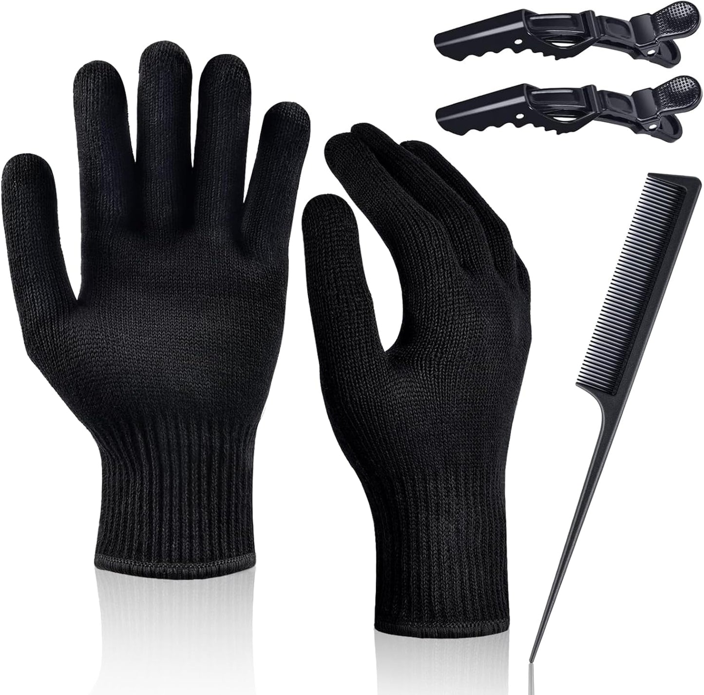 IKOCO heat proof medium glove mitts front view showing a pair of black heat resistant gloves