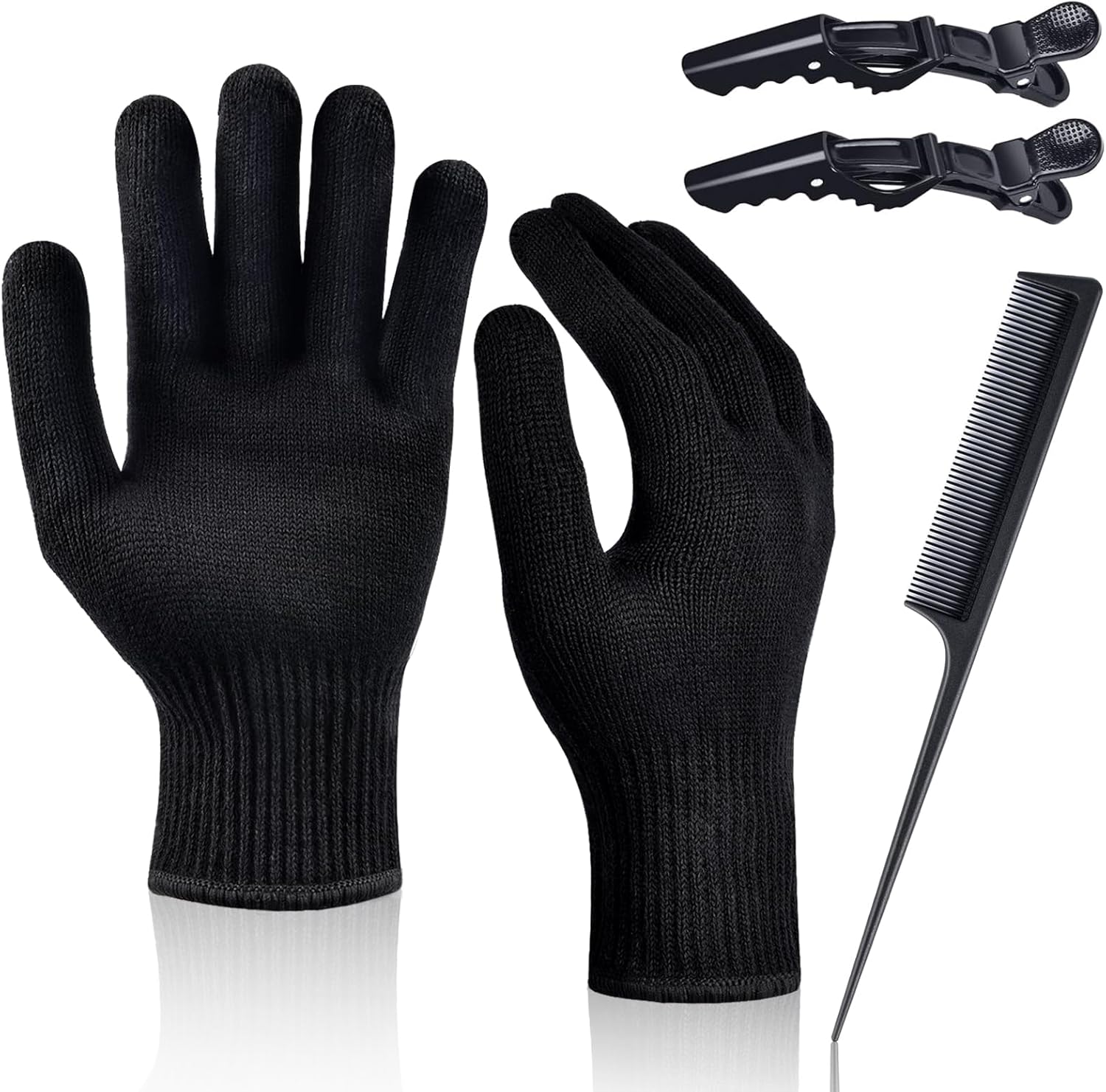 IKOCO heat proof medium glove mitts front view showing a pair of black heat resistant gloves