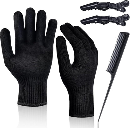 IKOCO heat proof medium glove mitts front view showing a pair of black heat resistant gloves