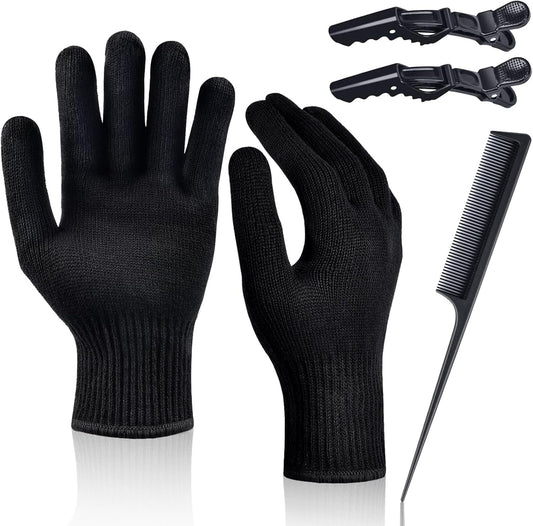 IKOCO heat proof medium glove mitts front view showing a pair of black heat resistant gloves