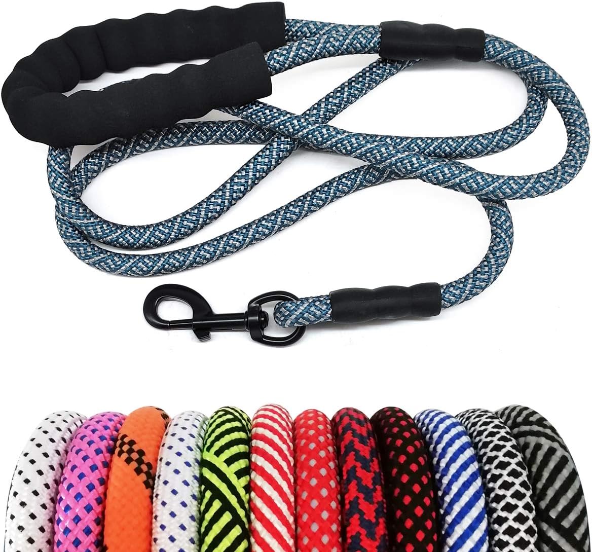 MayPaw Heavy Duty Rope Dog Leash, 3/6/8/10/12/15/20/30 FT Nylon Pet Leash, Soft Padded Handle Thick Lead Leashes for Large Medium Dogs (Blue Black, 1/2" * 8') - Image 15