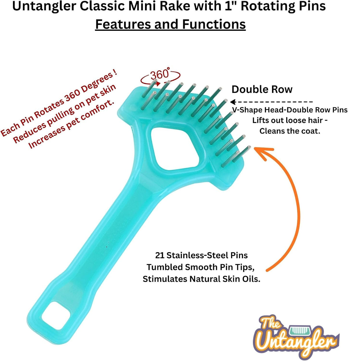 Side profile of Untangler V-shaped grooming rake
