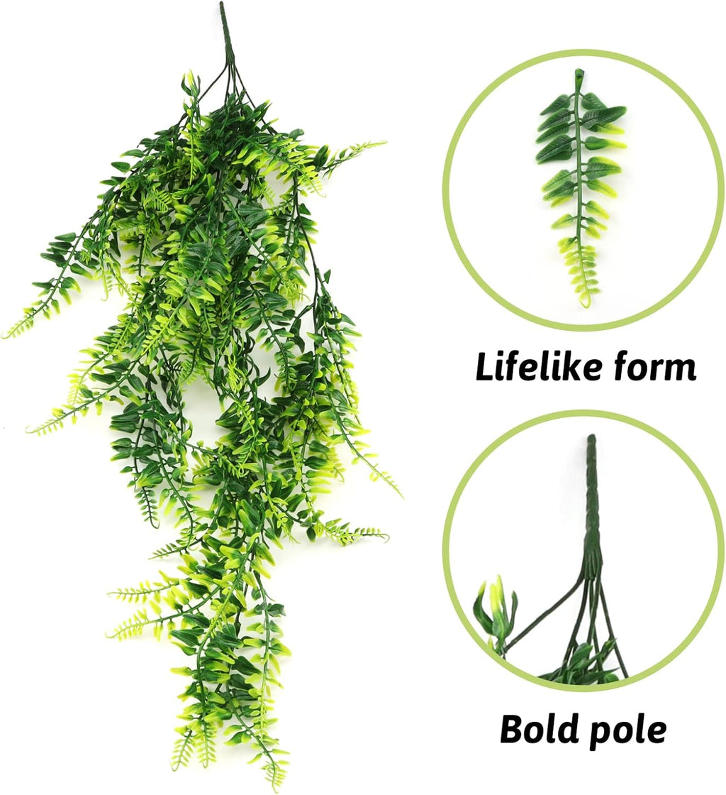 Plastic hanging ivy plants designed for bearded dragon habitat decoration.