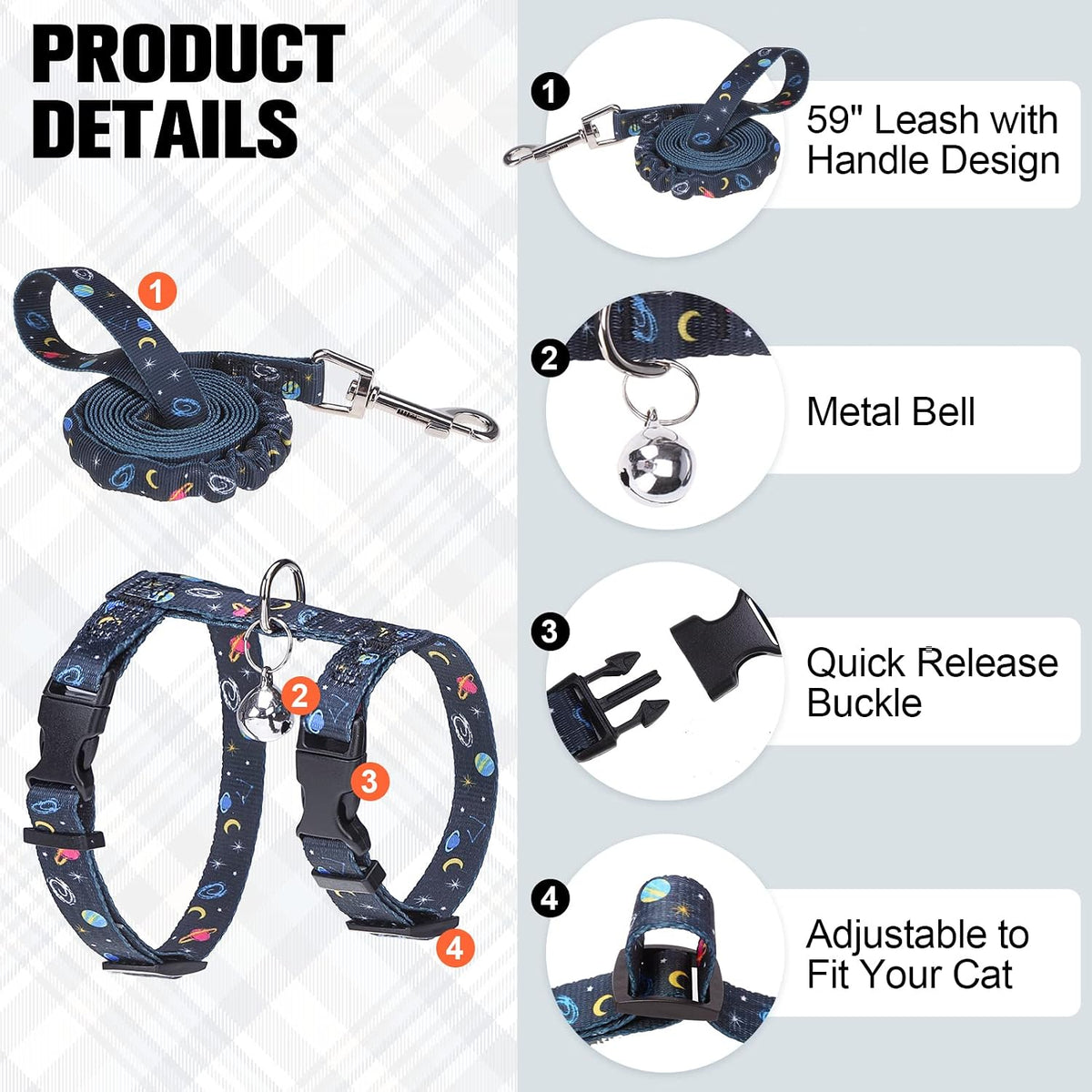 BEAUTYZOO escape proof adjustable pet vest showing dual adjustment points