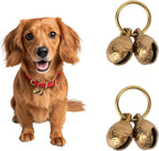 Penitue Extra Loud Copper Dog Bells front view showcasing the vintage brass pet collar tracking charms.