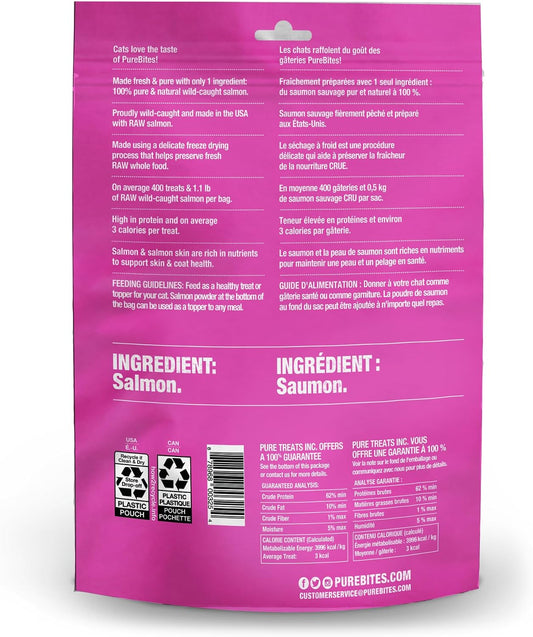 PureBites 4.7 Ounce jumbo size cat treats bag showing single ingredient callout