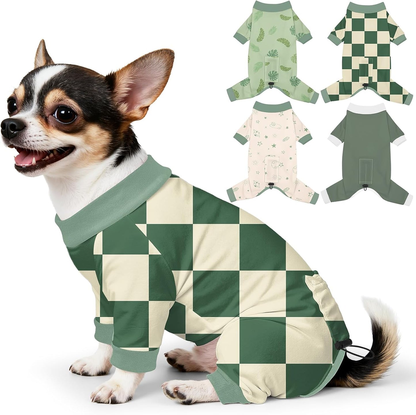 Bienbee Dog Pajamas, 4 Pack Dog Recovery Suit Shedding Suit Cute Soft Puppy Clothes Dogs Pjs Onesies Jammies Adjustable Breathable & Stretchy Clothes for Small Medium Large Dogs Girl Boy Puppy-M - Image 11