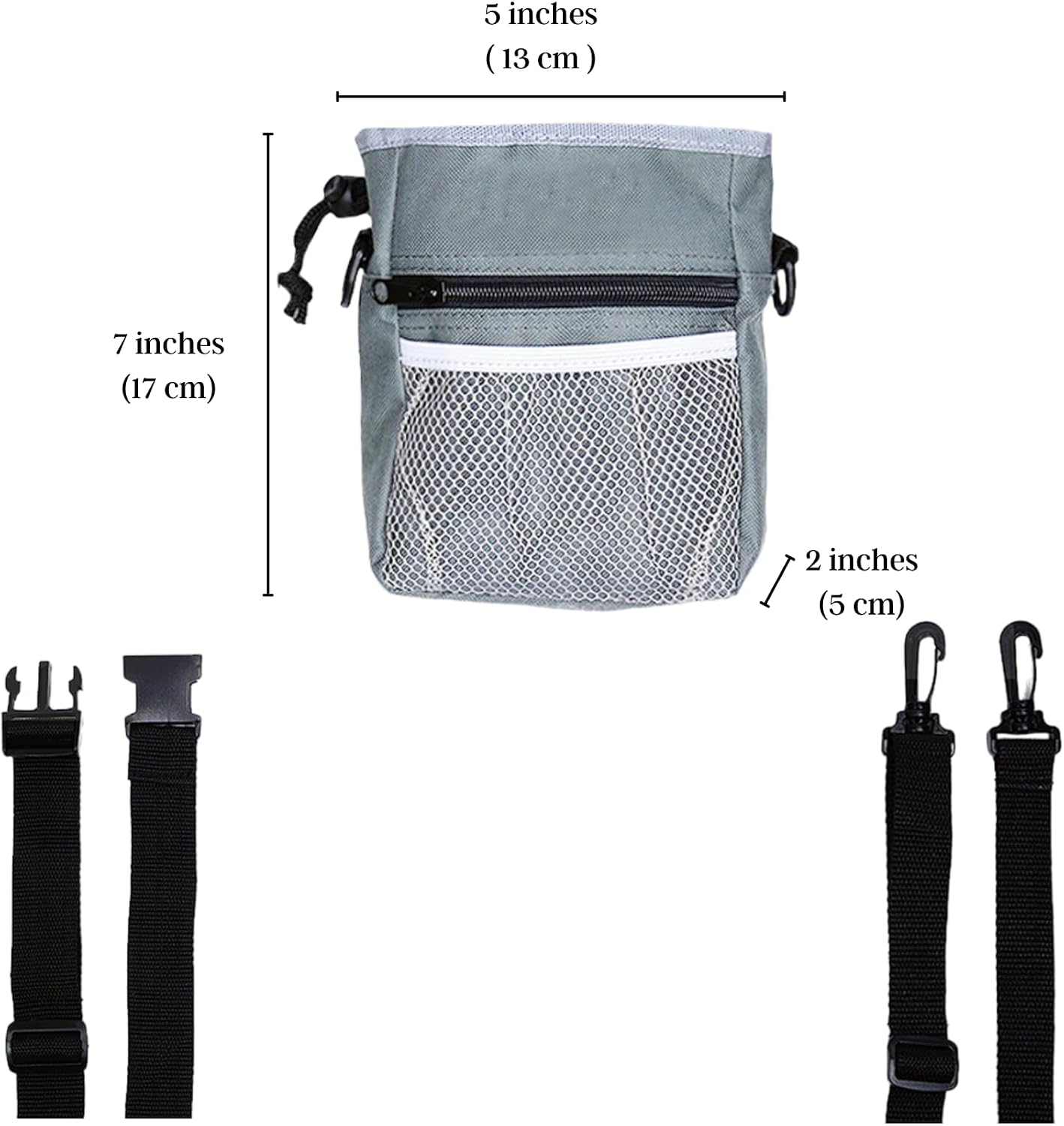 SunGrow weather resistant nylon treat bag demonstrating drawstring closure operation