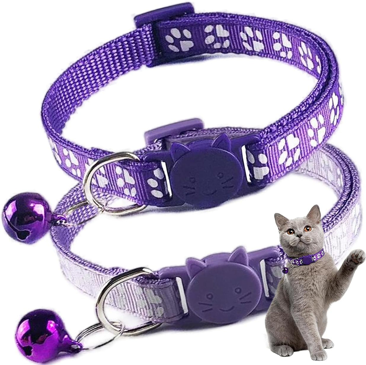 Packaging view of the imported PSPORT 2 pack red breakaway kitten collar with bells