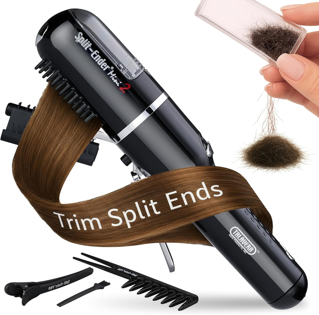 Split-Ender Mini 2 cordless hair trimmer black front view showing sleek handheld design.