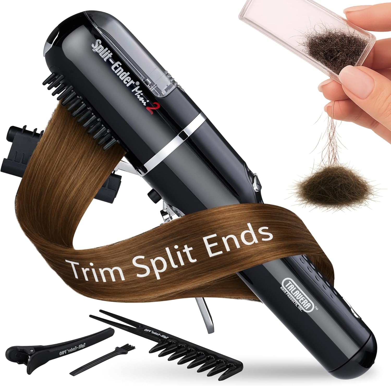 Split-Ender Mini 2 cordless hair trimmer black front view showing sleek handheld design.