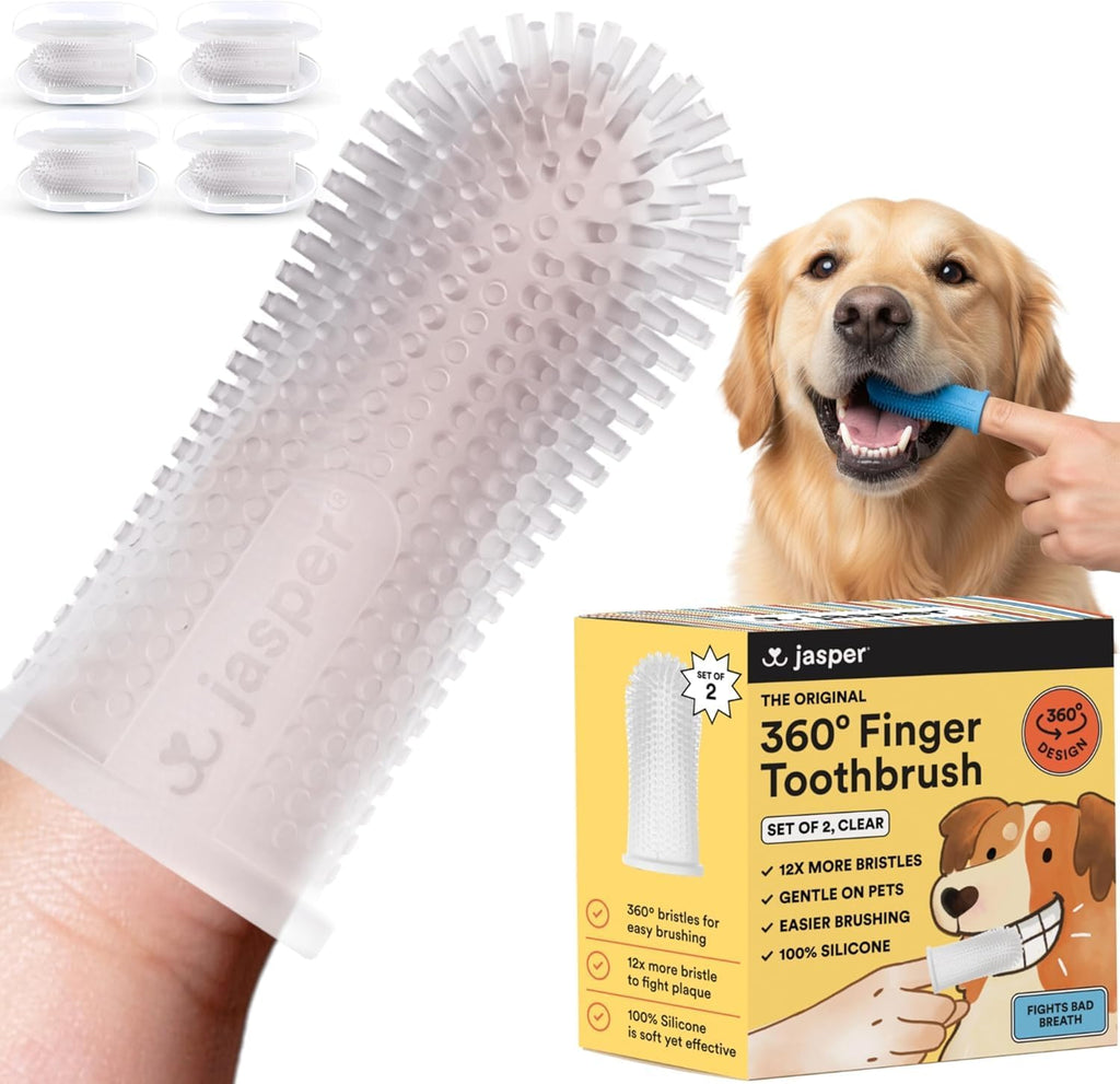 Jasper Dog Toothbrush, 360 Dog Tooth Brushing Kit, Finger Toothbrush, Cat Tooth Brush, Teeth Cleaning, Pet Tooth Brush for Small & Large Pets, Pet Toothpaste Not Included, 2-Pack Blue - Image 10
