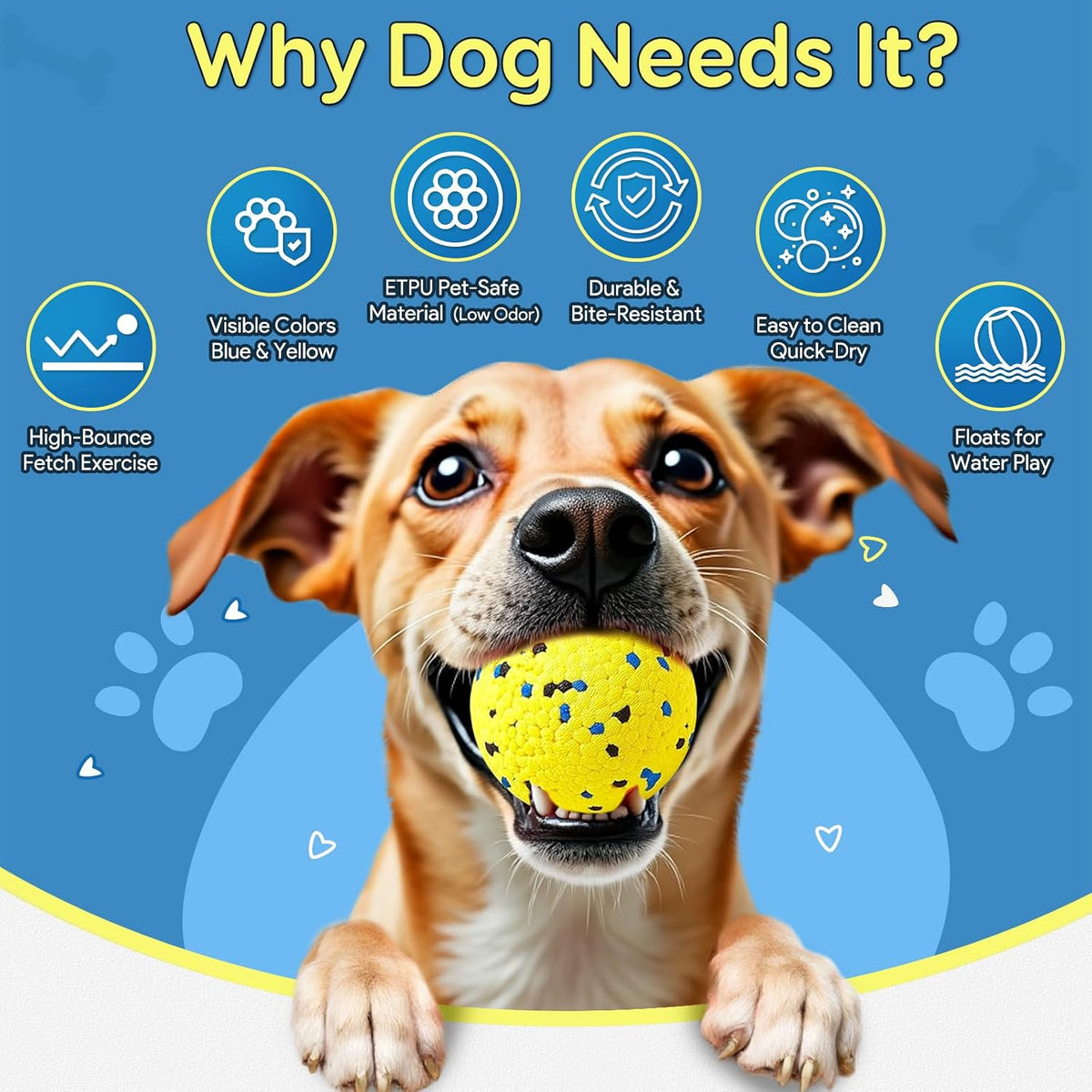 Kimee Dog Balls Tennis Ball Toys Dog Toys for Aggressive Chewers Durable Teething Chew Toys Water Toy Fetch Ball for Large Medium Small Dog and Puppies (4 Balls) - Image 4