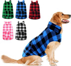 Detailed sizing illustration of the ASENKU coffee plaid dog coat for large dog breeds.
