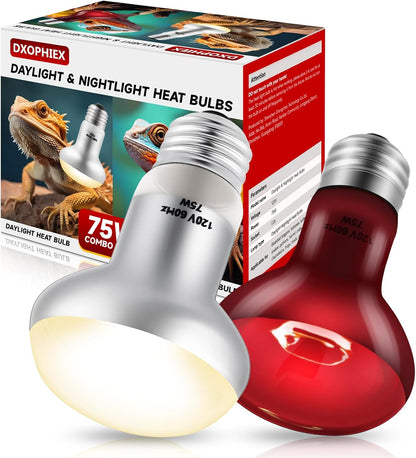 DXOPHIEX 100W heat lamp bulbs installed in standard reptile dome fixture.