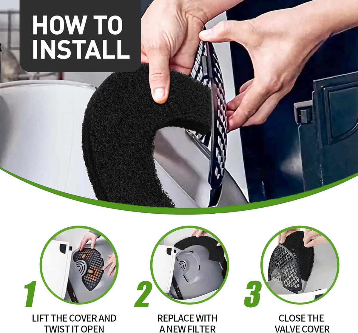 Lubise pet odor elimination carbon pads designed for seamless fit inside the automatic litter box waste drawer