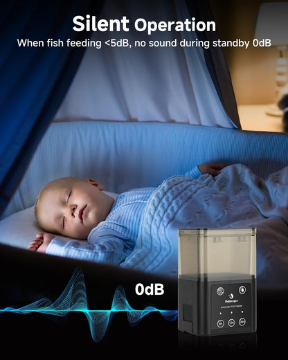 Quiet operation automatic aquarium feeder timer settings menu