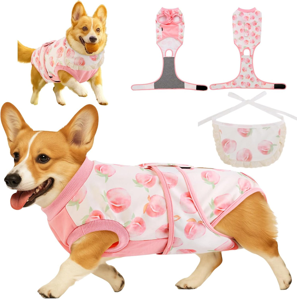 Surgery Recovery Suit for Female/Male Dog After Spay/Neuter, Soft Bandana Set Included, E-Collar Cone Alternative to Stop Licking Abdominal Wounds, Small Dogs Full Body Onesies, Medical Pet Bodysuit - Image 13