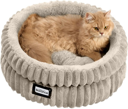 BALANCE Cat Bed Kitten Bed, Washable Round Cat Beds for Indoor Cats, Super Soft Plush Faux Fur Pet Bed for Puppy and Kitten with Anti-Slip Bottom - Image 11