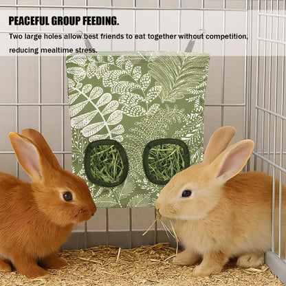 Rabbit Hay Feeder, Guinea Pig Hay Holder & Bunny Hay Feeder - Durable Hanging Hay Bag for Rabbits Chinchillas Guinea Pigs Bunnies - Chew-Resistant Hay Holder for Small Animals (Grass Green) - Image 4