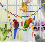 Sugar glider climbing on a custom rainbow plastic chain structure