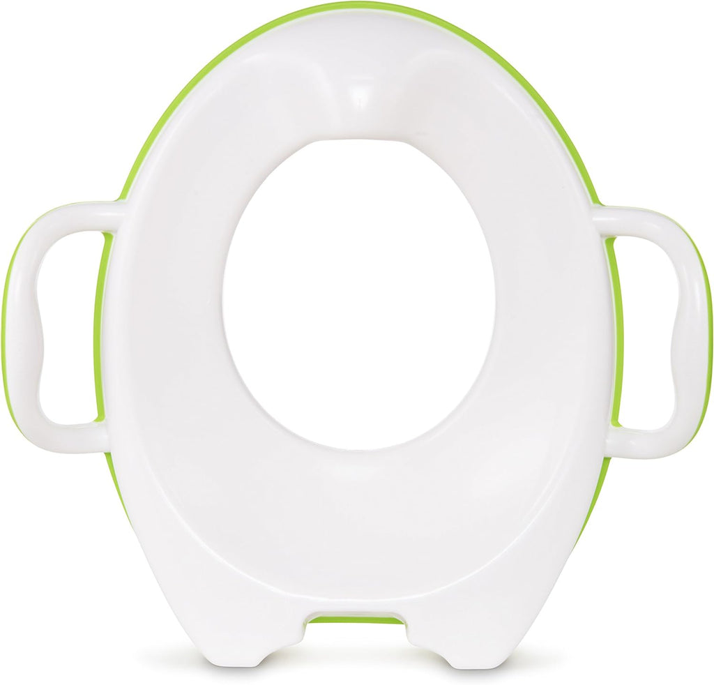 Munchkin Sturdy Potty Training Seat green front view on toilet bowl