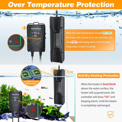Close up of MantaMaze fish tank heater protective glass guard