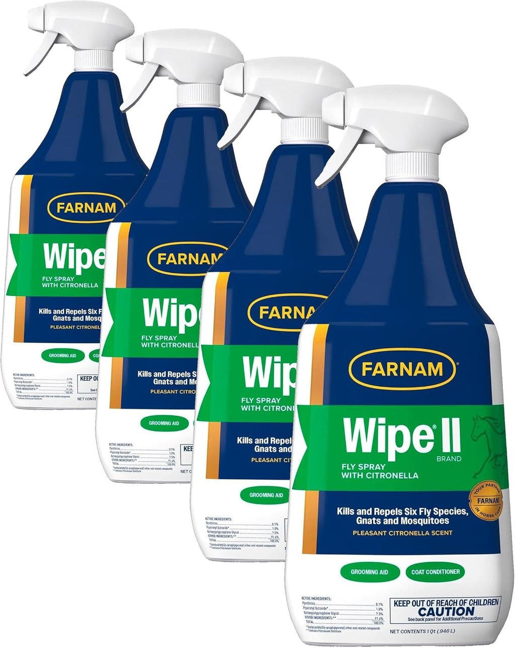 Farnam Wipe II Brand Horse Fly Spray with Citronella, Kills and Repels Flies, Conditions Coats, 32 oz - Image 12